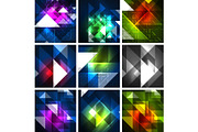 Neon triangles on color dark backgrounds