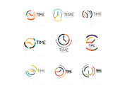 Vector abstract logo idea, time concept or clock business icon set