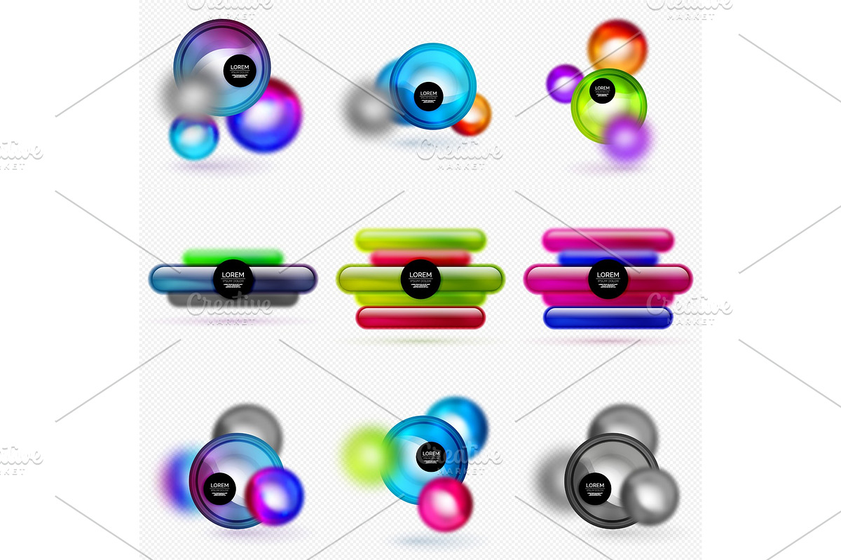 Set of glass shapes banner set with blurred effects in Illustrations - product preview 8