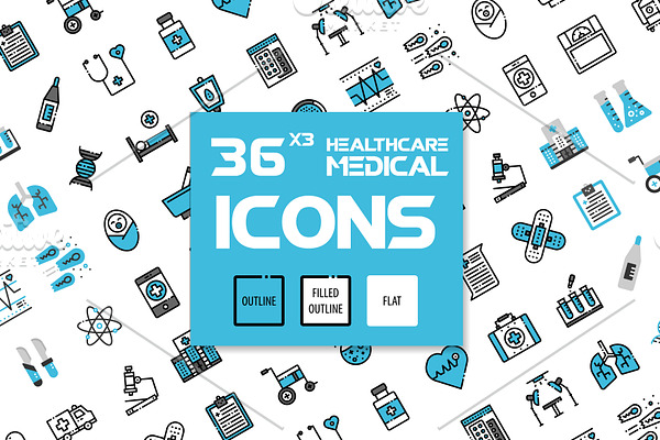 36x3 Healthcare & Medical icons