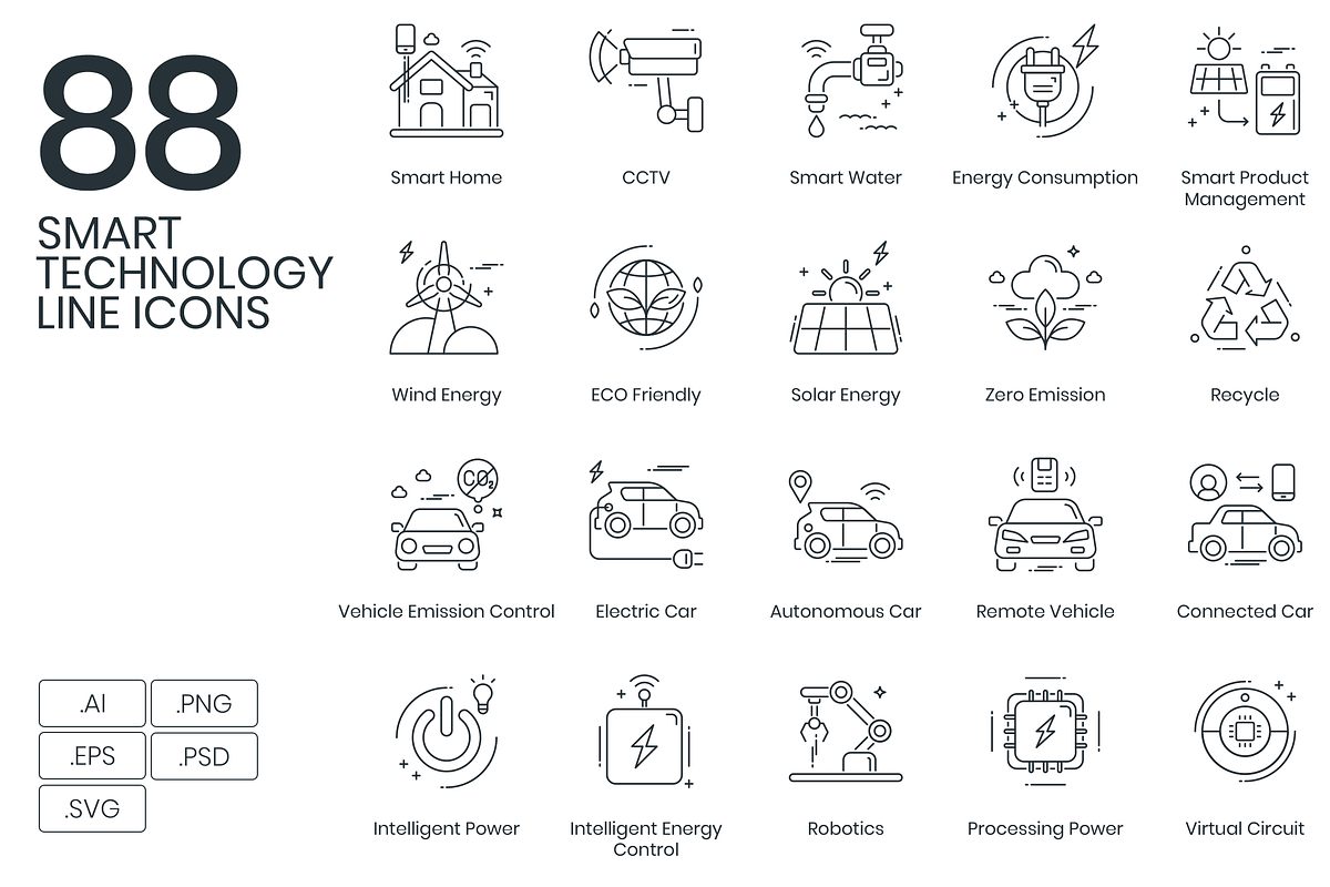 88 Smart Technology Line Icons in Technology Icons - product preview 8