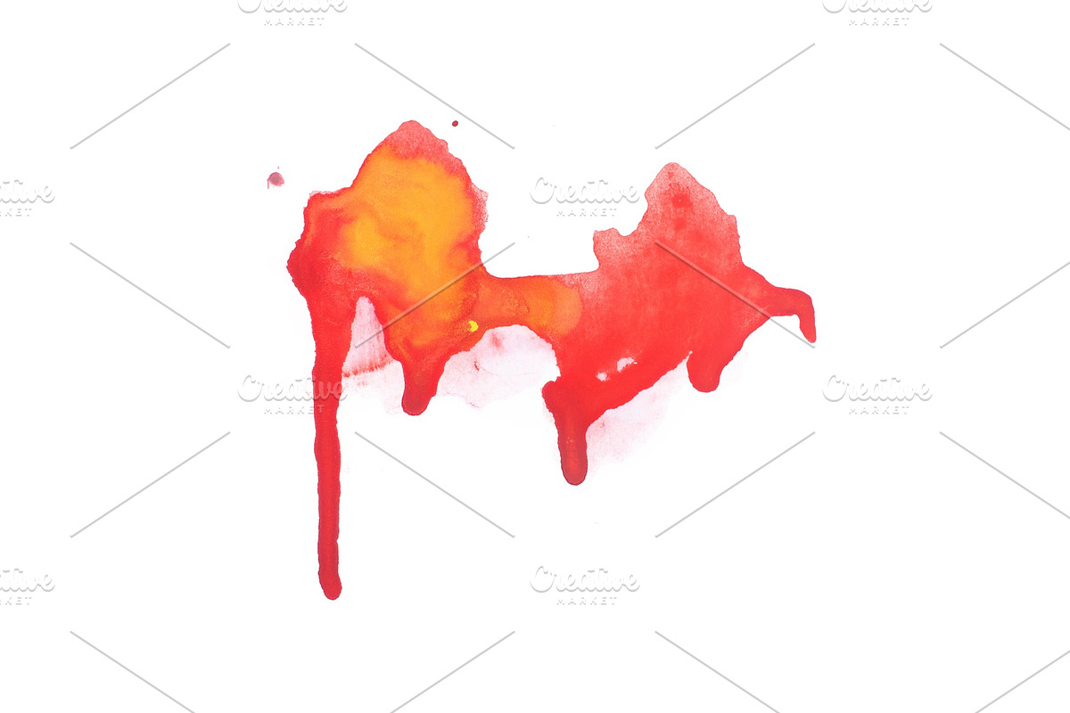 Abstract watercolor aquarelle hand drawn colorful shapes art red color paint or blood splatter stain in Illustrations - product preview 8