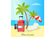 Time to Travel Seaside Poster Vector Illustration