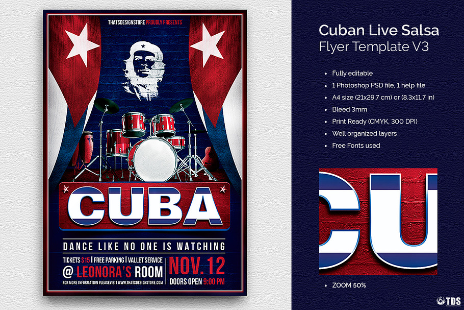 Cuban Live Salsa Flyer Template V3