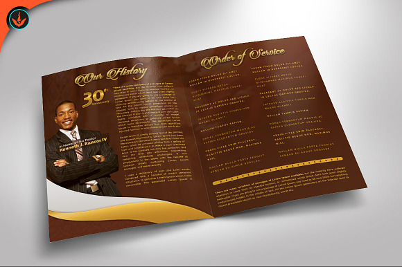 Gold Pastor's Anniversary Program in Brochure Templates - product preview 1