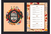 Vector barbecue or grill vertical menu template