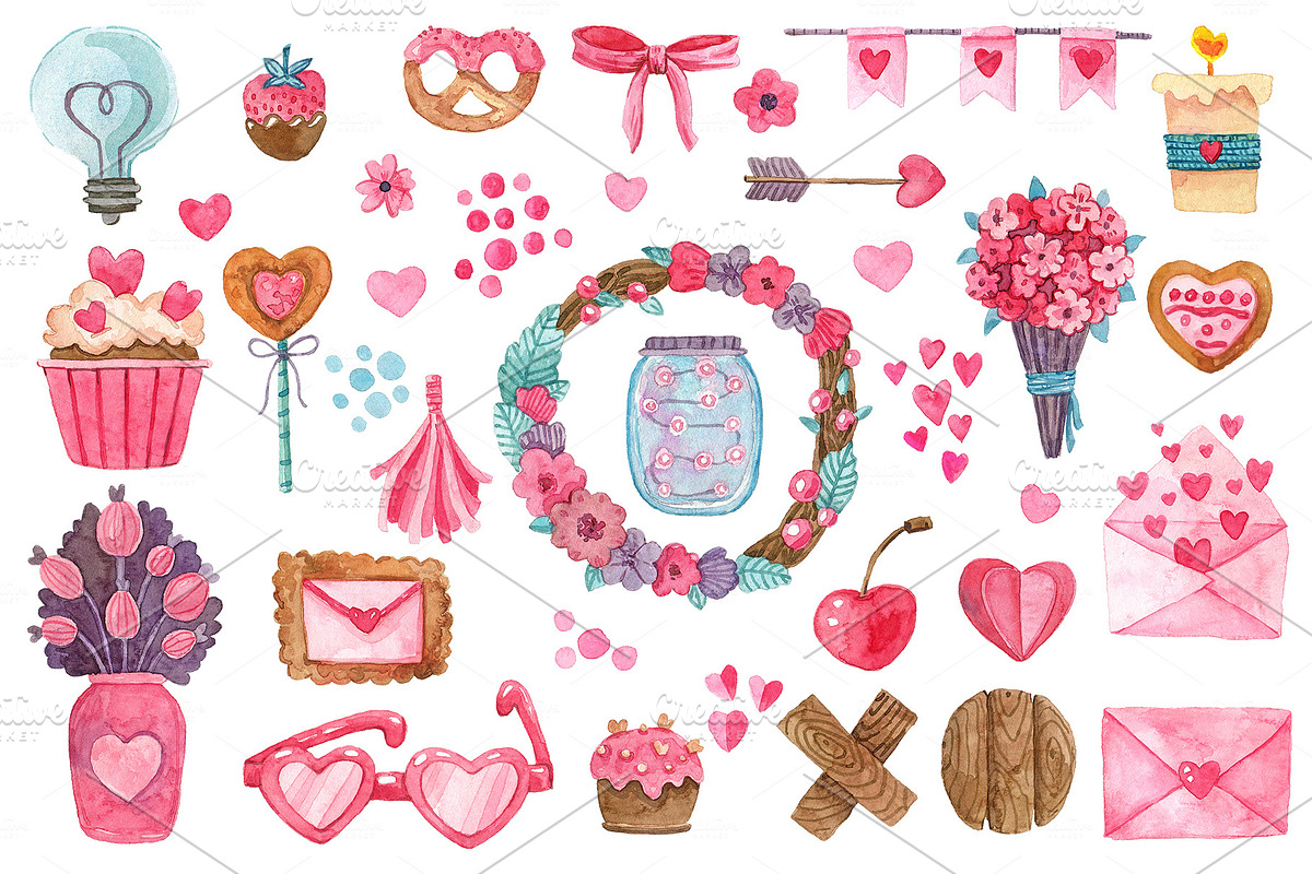 Watercolor Valentine's Day in Illustrations - product preview 8