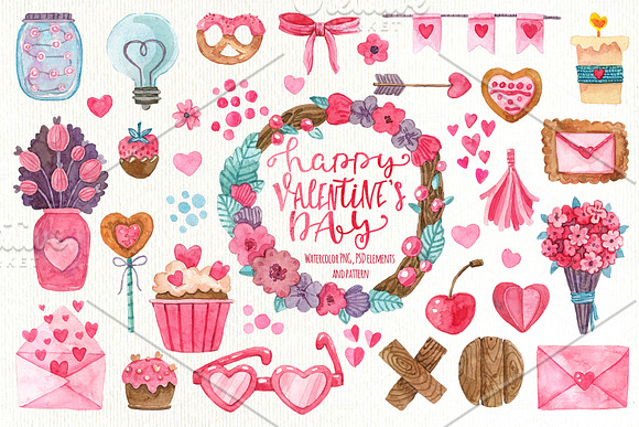 Watercolor Valentine's Day in Illustrations - product preview 1
