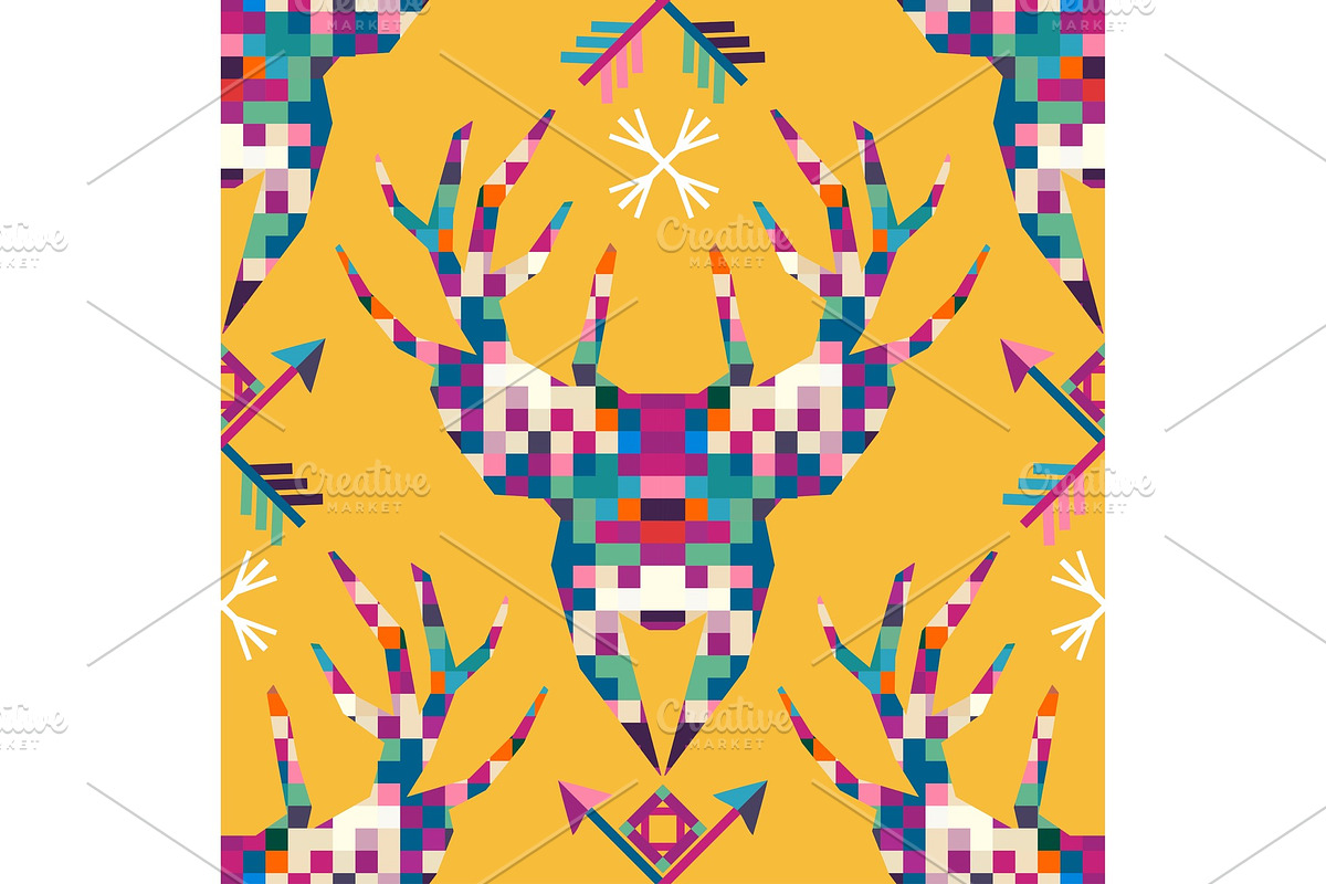 Animal head deer triangular pixel icon in Illustrations - product preview 8