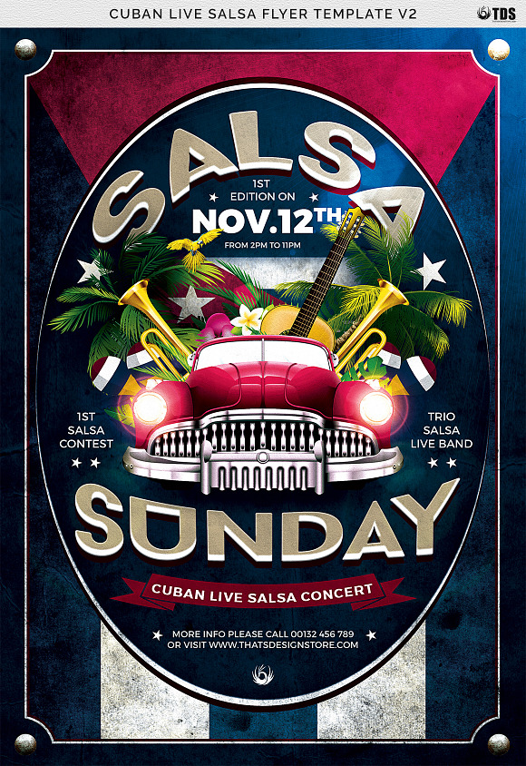 Cuban Live Salsa Flyer Template V2 in Flyer Templates - product preview 6