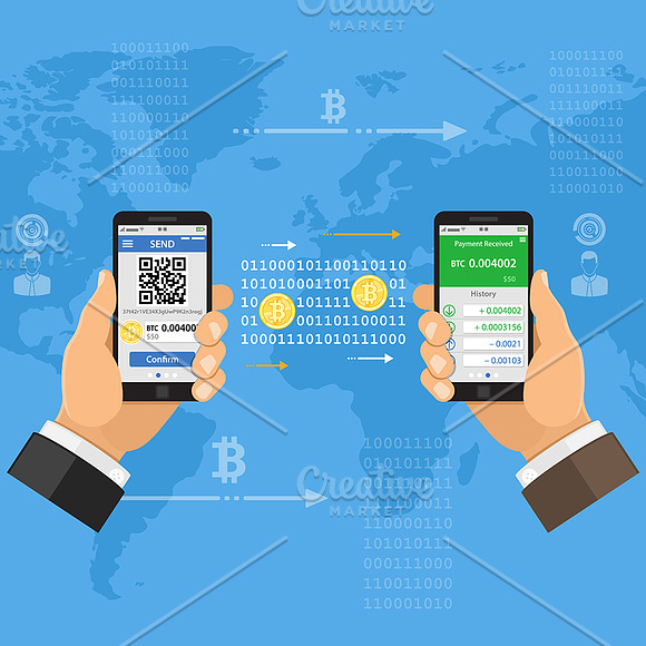 Crypto currency bitcoin technology in Illustrations - product preview 1