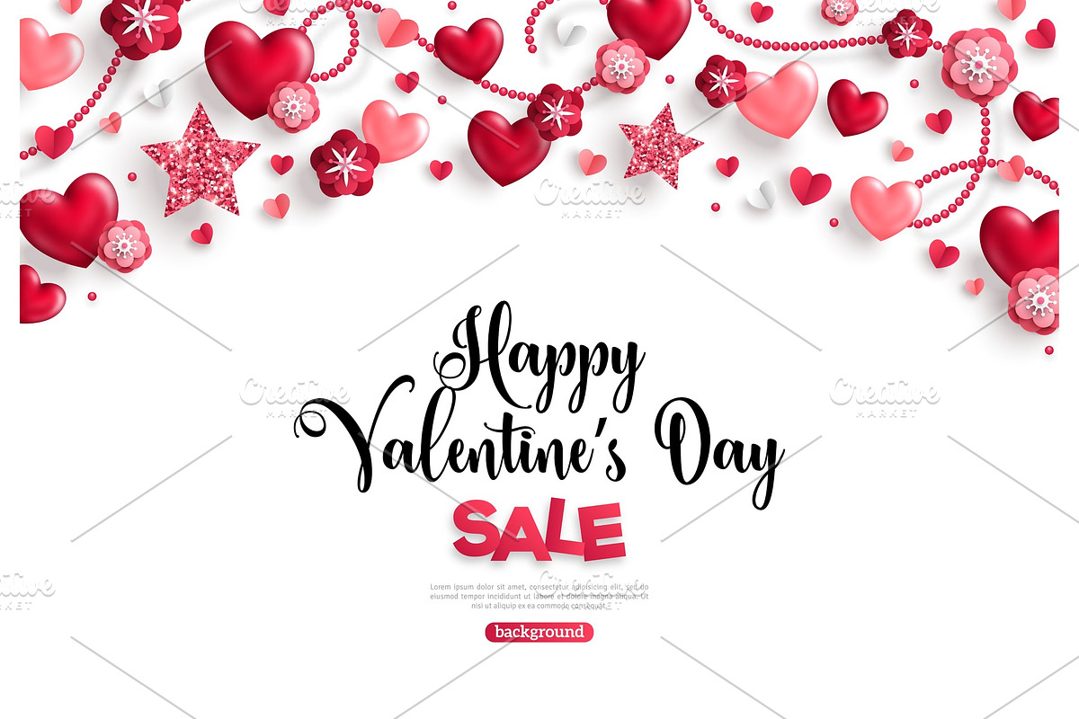valentine's day sale horizontal border on white in Illustrations - product preview 8