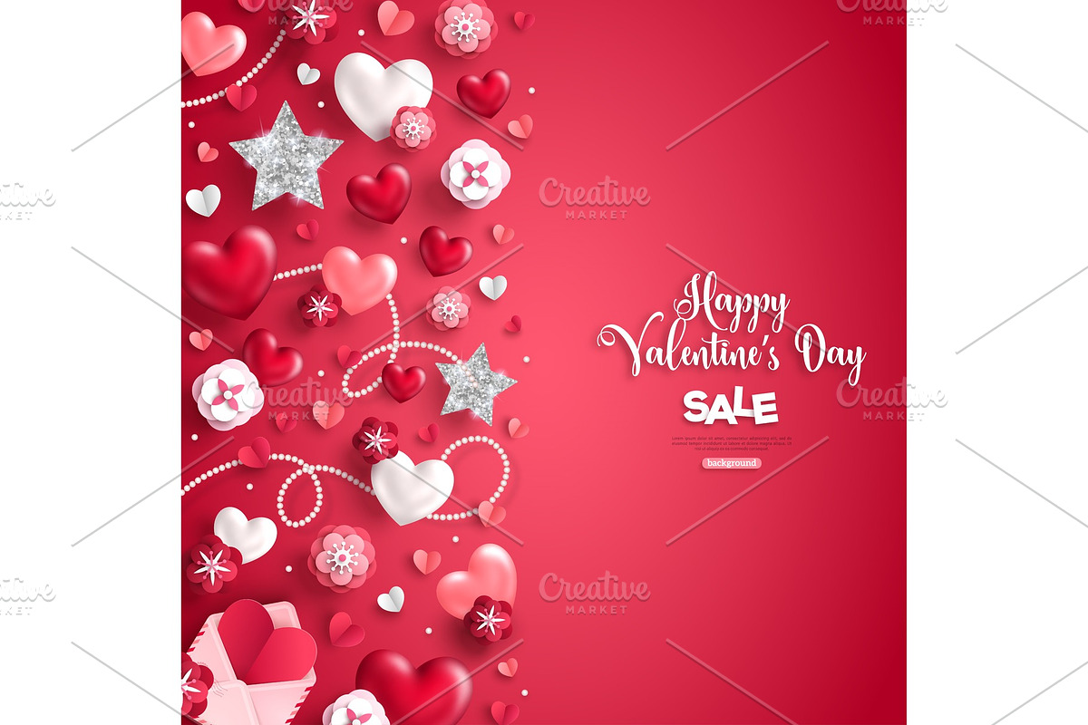 Valentine's day vertical border on red in Illustrations - product preview 8