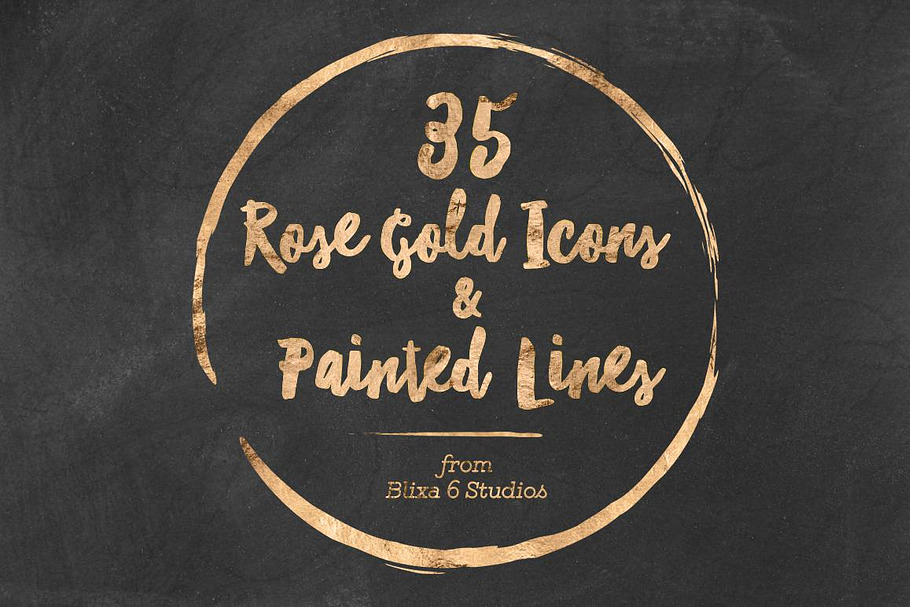 35 Rose Gold Icons & Painted Lines in Objects - product preview 8