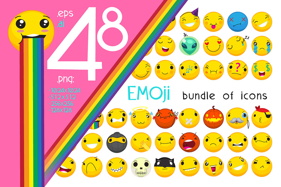Emoticon icons pack in Skull Icons - product preview 8