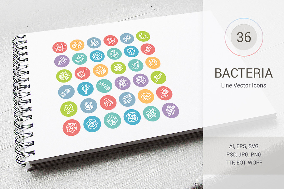 Line Vector Icons with Bacteria in Science Icons - product preview 8