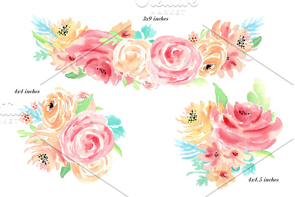 Watercolor flowers clip art. Wedding in Illustrations - product preview 1
