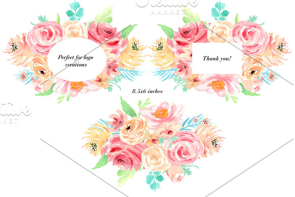 Watercolor flowers clip art. Wedding in Illustrations - product preview 2