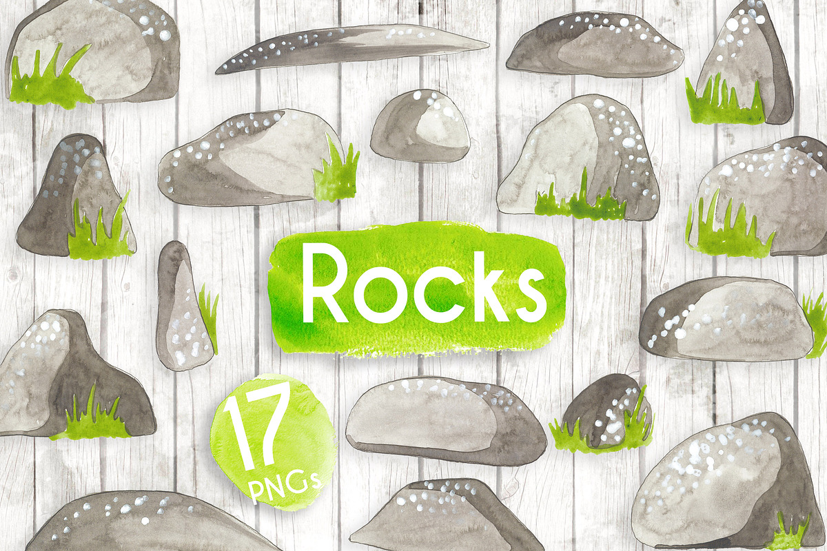 Watercolour Rocks and Boulders in Illustrations - product preview 8