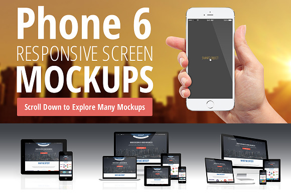 iPhone 6 and Screen Mockups in Mobile & Web Mockups - product preview 2