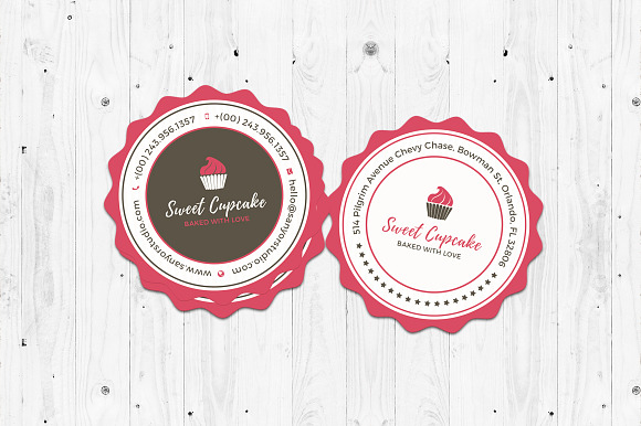 Cake Bakery Round Business Card  in Business Card Templates - product preview 1