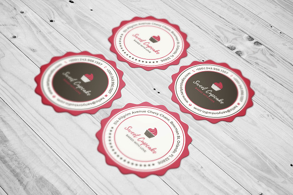 Cake Bakery Round Business Card  in Business Card Templates - product preview 3