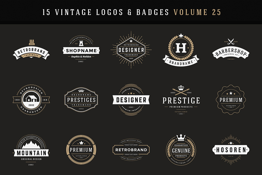 15 Retro Vintage Logotypes or Badges in Logo Templates - product preview 8