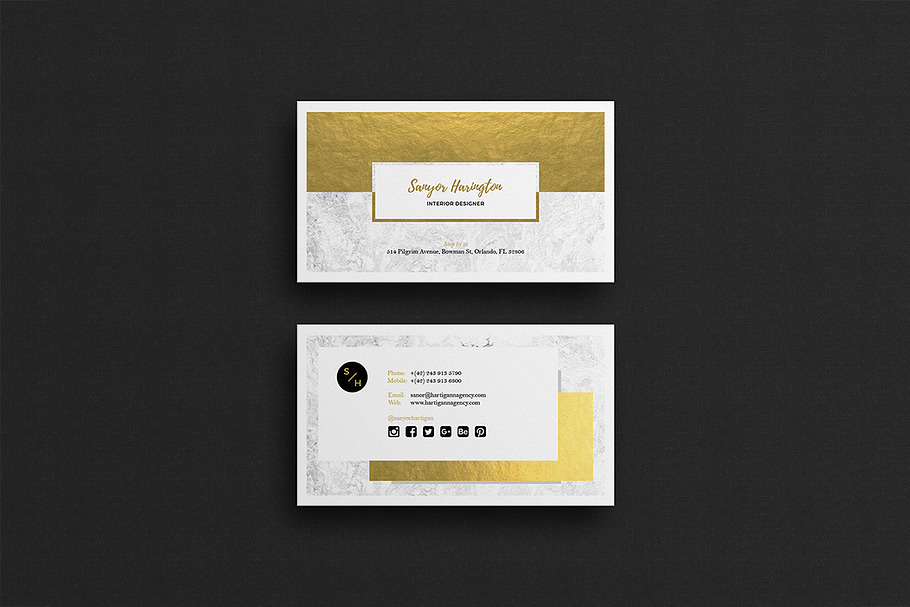 Gold marble business card