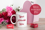 Mug mockup - pink and red roses