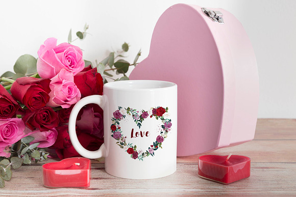 Mug mockup - pink and red roses in Product Mockups - product preview 1