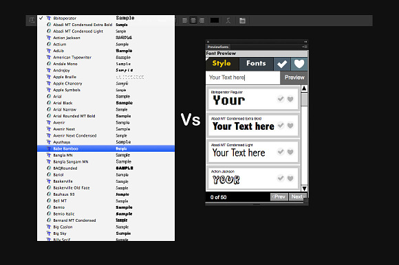 Preview Fonts in Photoshop Plugins - product preview 2
