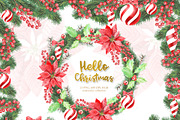 Watercolor Christmas Wreath, Clipart