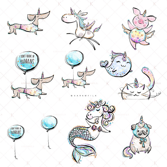 Unicorn Pets Clipart in Illustrations - product preview 2