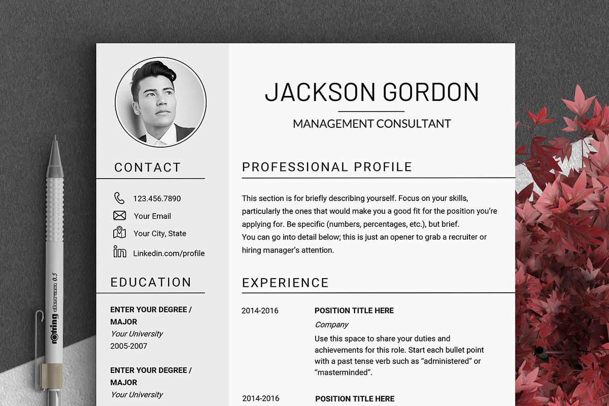 Professional RESUME TEMPLATE / JG in Resume Templates - product preview 8
