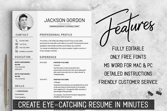 Professional RESUME TEMPLATE / JG in Resume Templates - product preview 1