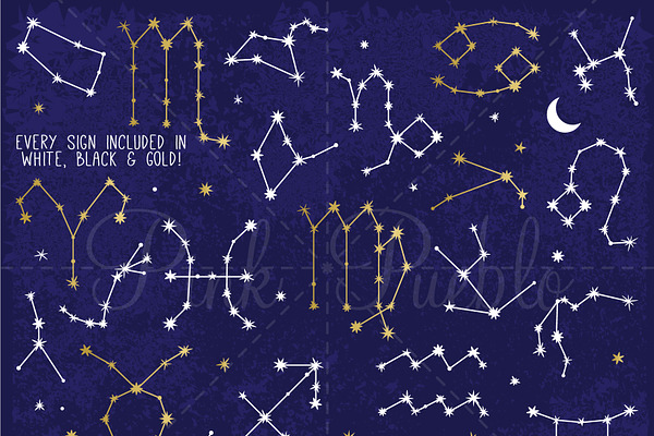 Zodiac Sign Constellations Clipart