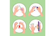 Nail Service Collection Banner Vector Illustration