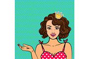 Pop art girl with crown