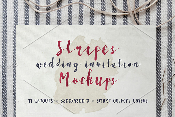 Stripes Wedding Invitation Mockups