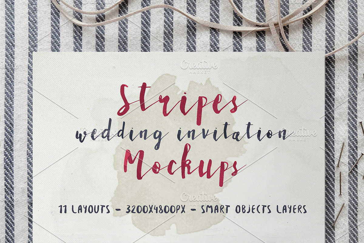 Stripes Wedding Invitation Mockups in Print Mockups - product preview 8