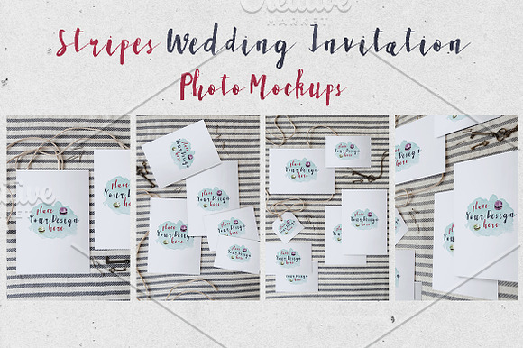 Stripes Wedding Invitation Mockups in Print Mockups - product preview 4