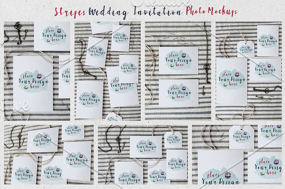 Stripes Wedding Invitation Mockups in Print Mockups - product preview 5