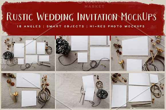 Rustic Wedding Invitation Mockup in Print Mockups - product preview 4
