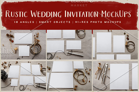 Rustic Wedding Invitation Mockup in Print Mockups - product preview 5