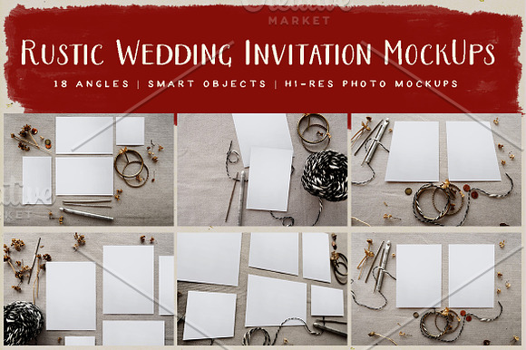 Rustic Wedding Invitation Mockup in Print Mockups - product preview 6
