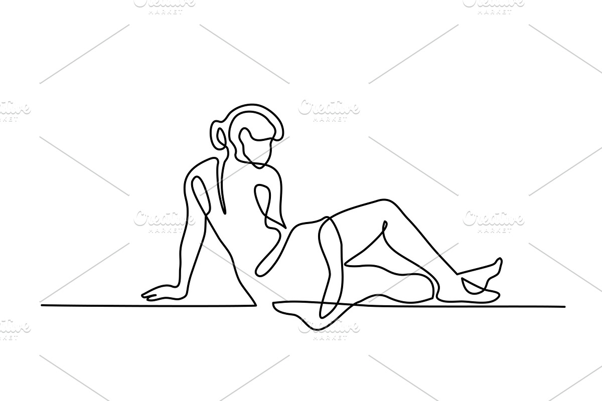 Beautiful woman lying on side in Illustrations - product preview 8