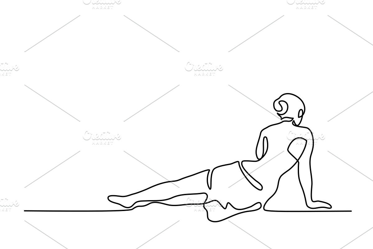 Beautiful woman woman lying on her side in Illustrations - product preview 8