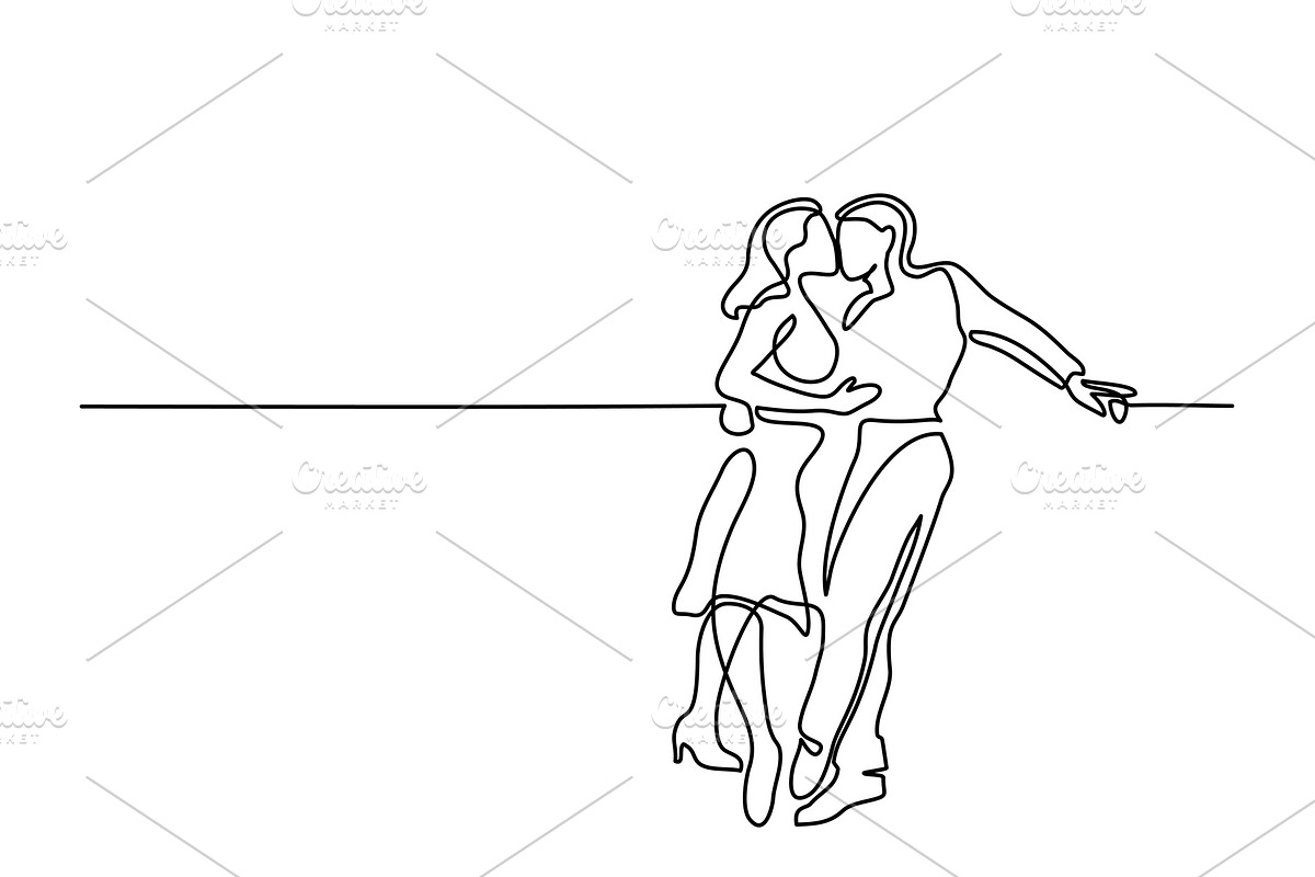 Happy couple kissing in Illustrations - product preview 8
