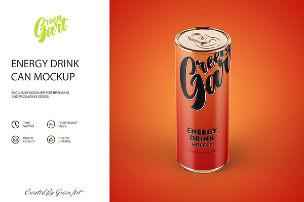 3 Energy Drink Can Mockup PSD
