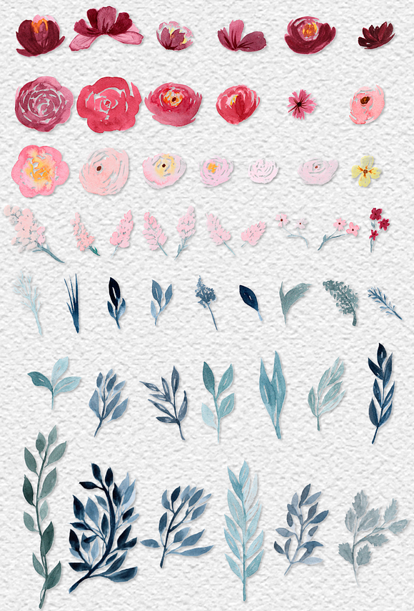 Blush + Burgundy Floral Watercolor in Illustrations - product preview 2